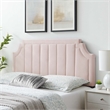 Pemberly Row Channel Tufted Performance Velvet Twin Headboard in Pink