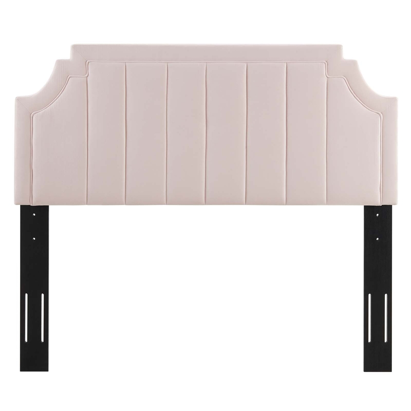 Pemberly Row Channel Tufted Performance Velvet Twin Headboard in Pink
