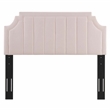 Pemberly Row Channel Tufted Performance Velvet Twin Headboard in Pink