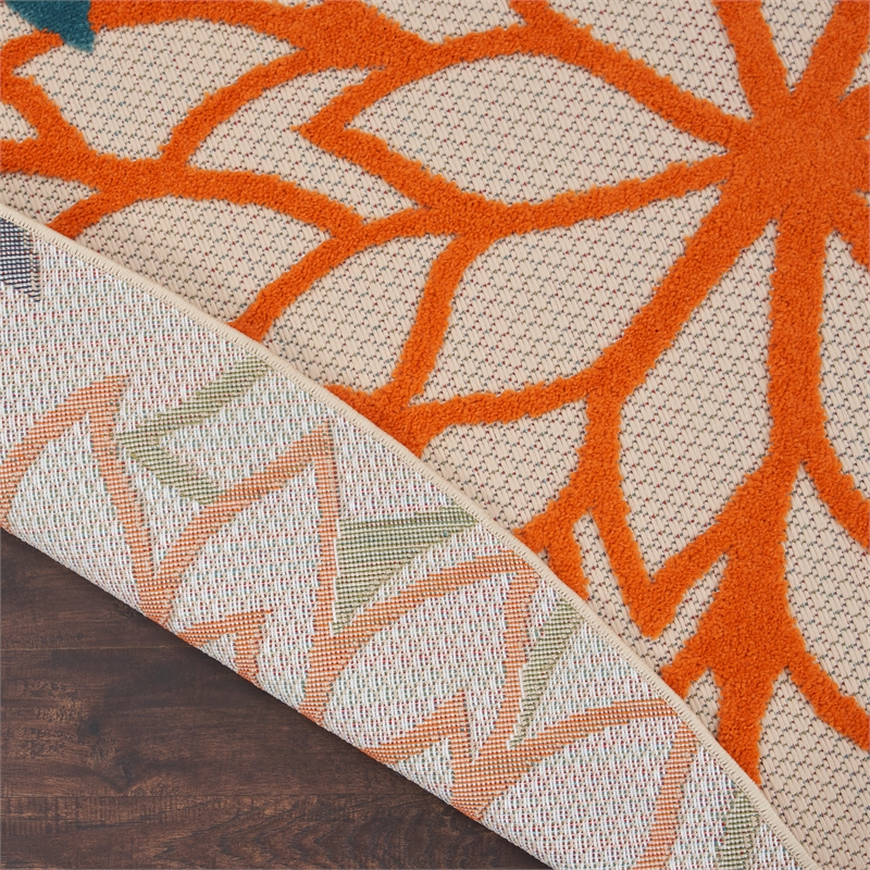 Pemberly Row 10' x Round Multicolor Fabric Tropical Area Rug (10' Round)