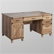Pemberly Row Contemporary Wood Casual Farmhouse Rustic Oak Pedestal Desk