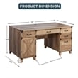 Pemberly Row Contemporary Wood Casual Farmhouse Rustic Oak Pedestal Desk
