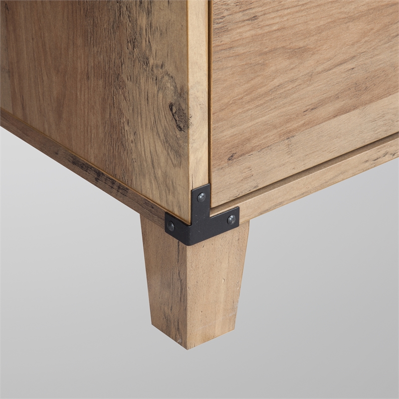 Pemberly Row Contemporary Wood Casual Farmhouse Rustic Oak Pedestal Desk