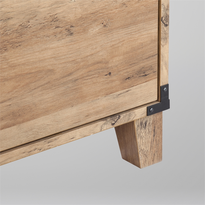 Pemberly Row Contemporary Wood Casual Farmhouse Rustic Oak Pedestal Desk