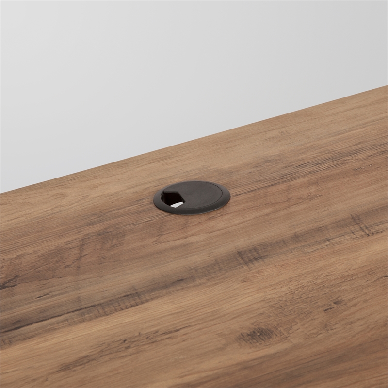 Pemberly Row Contemporary Wood Casual Farmhouse Rustic Oak Pedestal Desk