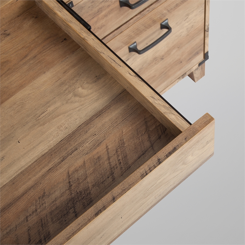 Pemberly Row Contemporary Wood Casual Farmhouse Rustic Oak Pedestal Desk