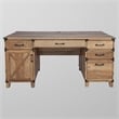 Pemberly Row Contemporary Wood Casual Farmhouse Rustic Oak Pedestal Desk