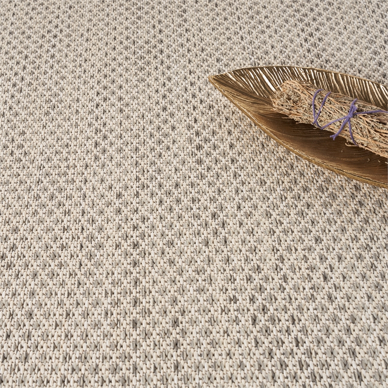 Pemberly Row 4' x Round Ivory Silver Fabric Modern Area Rug (4' Round)