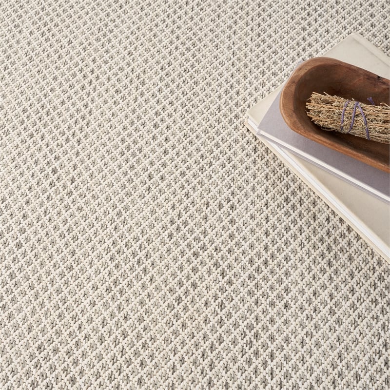 Pemberly Row 4' x Square Ivory Silver Fabric Modern Area Rug (4' Square)