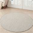 Pemberly Row 5' x Round Ivory Silver Fabric Modern Area Rug (5' Round)