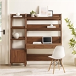 Pemberly Row Contemporary 2-Piece Wood Office Desk and Bookshelf-Walnut