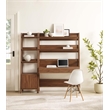 Pemberly Row Contemporary 2-Piece Wood Office Desk and Bookshelf-Walnut