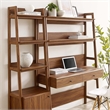 Pemberly Row Contemporary 2-Piece Wood Office Desk and Bookshelf-Walnut