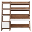 Pemberly Row 2-Piece Wood Office Desk and Bookshelf-Walnut/White