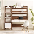 Pemberly Row 2-Piece Wood Office Desk and Bookshelf-Walnut/White