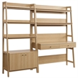Pemberly Row 2-Piece Modern Style Wood Office Desk and Bookshelf in Oak