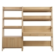 Pemberly Row 2-Piece Modern Style Wood Office Desk and Bookshelf in Oak