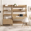 Pemberly Row 2-Piece Modern Style Wood Office Desk and Bookshelf in Oak