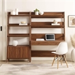 Pemberly Row 2-Piece Wood Office Desk and Bookshelf in Walnut