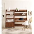Pemberly Row 2-Piece Wood Office Desk and Bookshelf in Walnut