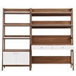 Pemberly Row 2-Piece Wood Office Desk and Bookshelf in Walnut/White