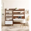 Pemberly Row 2-Piece Wood Office Desk and Bookshelf in Walnut/White