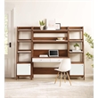 Pemberly Row 3-Piece Wood Office Desk and Bookshelf-Walnut/White
