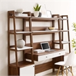 Pemberly Row 3-Piece Wood Office Desk and Bookshelf-Walnut/White