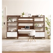 Pemberly Row 3-Piece Wood Office Desk and Bookshelf in Walnut/White