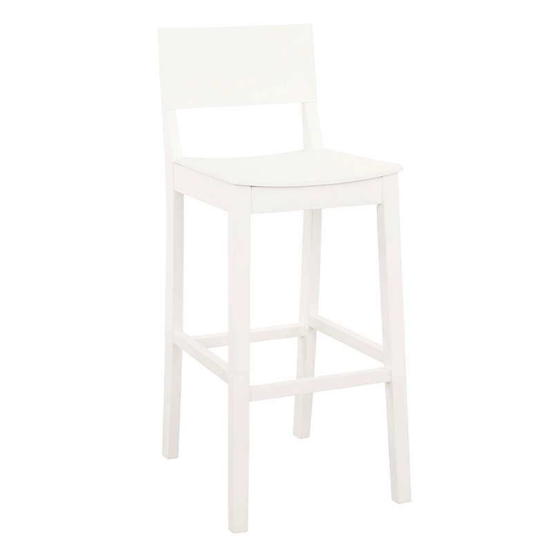 Pemberly Row Saddle Seat Bar Stools Set of Two in White Solid Rubberwood