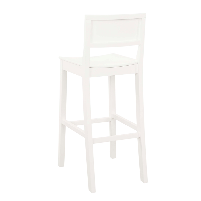 Pemberly Row Saddle Seat Bar Stools Set of Two in White Solid Rubberwood