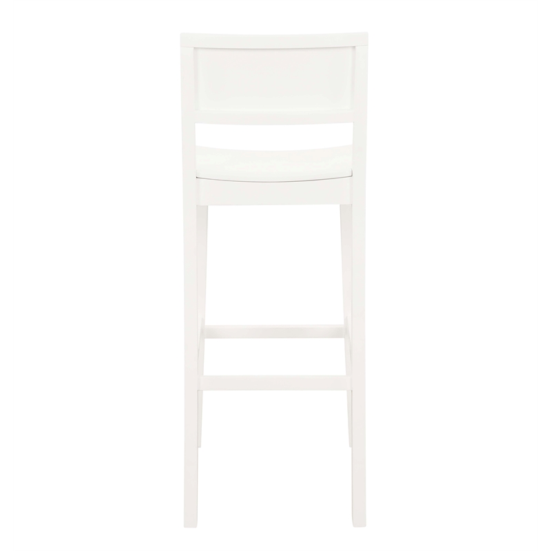 Pemberly Row Saddle Seat Bar Stools Set of Two in White Solid Rubberwood