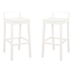 Pemberly Row Saddle Seat Bar Stools Set of Two in White Solid Rubberwood