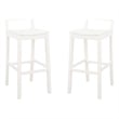 Pemberly Row Saddle Seat Bar Stools Set of Two in White Solid Rubberwood