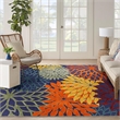 Pemberly Row 9' x 12' Navy Multicolor Fabric Outdoor Area Rug (9' x 12')