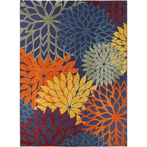 Pemberly Row 9' x 12' Navy Multicolor Fabric Outdoor Area Rug (9' x 12')