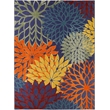 Pemberly Row 9' x 12' Navy Multicolor Fabric Outdoor Area Rug (9' x 12')