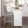 Pemberly Row 3-Piece Wood Kitchen Island w/ X-Back Stools in White