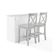 Pemberly Row 3-Piece Wood Kitchen Island w/ X-Back Stools in White