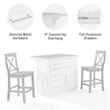 Pemberly Row 3-Piece Wood Kitchen Island w/ X-Back Stools in White