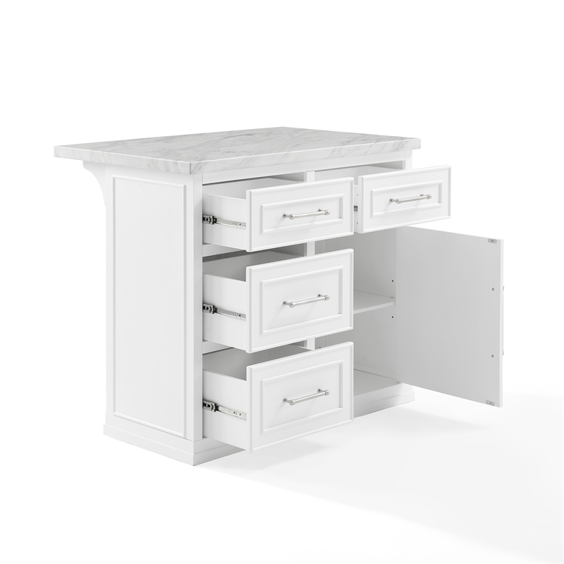 Pemberly Row Modern / Contemporary Wood MDF Kitchen Island in White