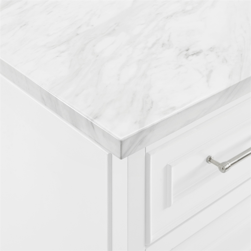 Pemberly Row Modern / Contemporary Wood MDF Kitchen Island in White