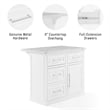 Pemberly Row Modern / Contemporary Wood MDF Kitchen Island in White