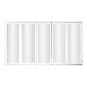Pemberly Row 144&quot x 80&quot Aluminum & Glass Folding Door with 5 Panels in White
