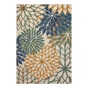 Pemberly Row 4' x 6' Blue Green Fabric Tropical Area Rug (4' x 6')