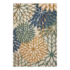 Pemberly Row 6' x 9' Blue Green Fabric Tropical Area Rug (6' x 9')