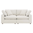 Pemberly Row Down Filled Overstuffed Boucle Fabric Loveseat in Ivory