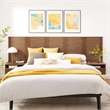 Pemberly Row Modern Wood Queen Headboard and Nightstands in Walnut