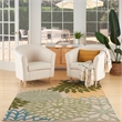 Pemberly Row 4' x 6' Green Multicolor Fabric Tropical Area Rug (4' x 6')