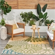 Pemberly Row 4' x 6' Green Multicolor Fabric Tropical Area Rug (4' x 6')